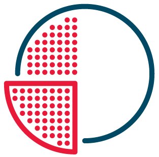 Circle with two quarters filled