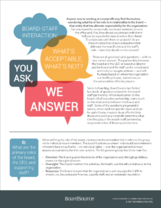 Board-Staff Interaction: What’s Acceptable, What’s Not? You Ask, We Answer