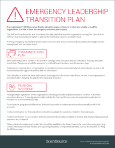 Emergency Leadership Transition Plan