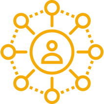 central figure with connections reaching out