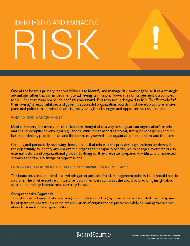 Identifying and Managing Risk